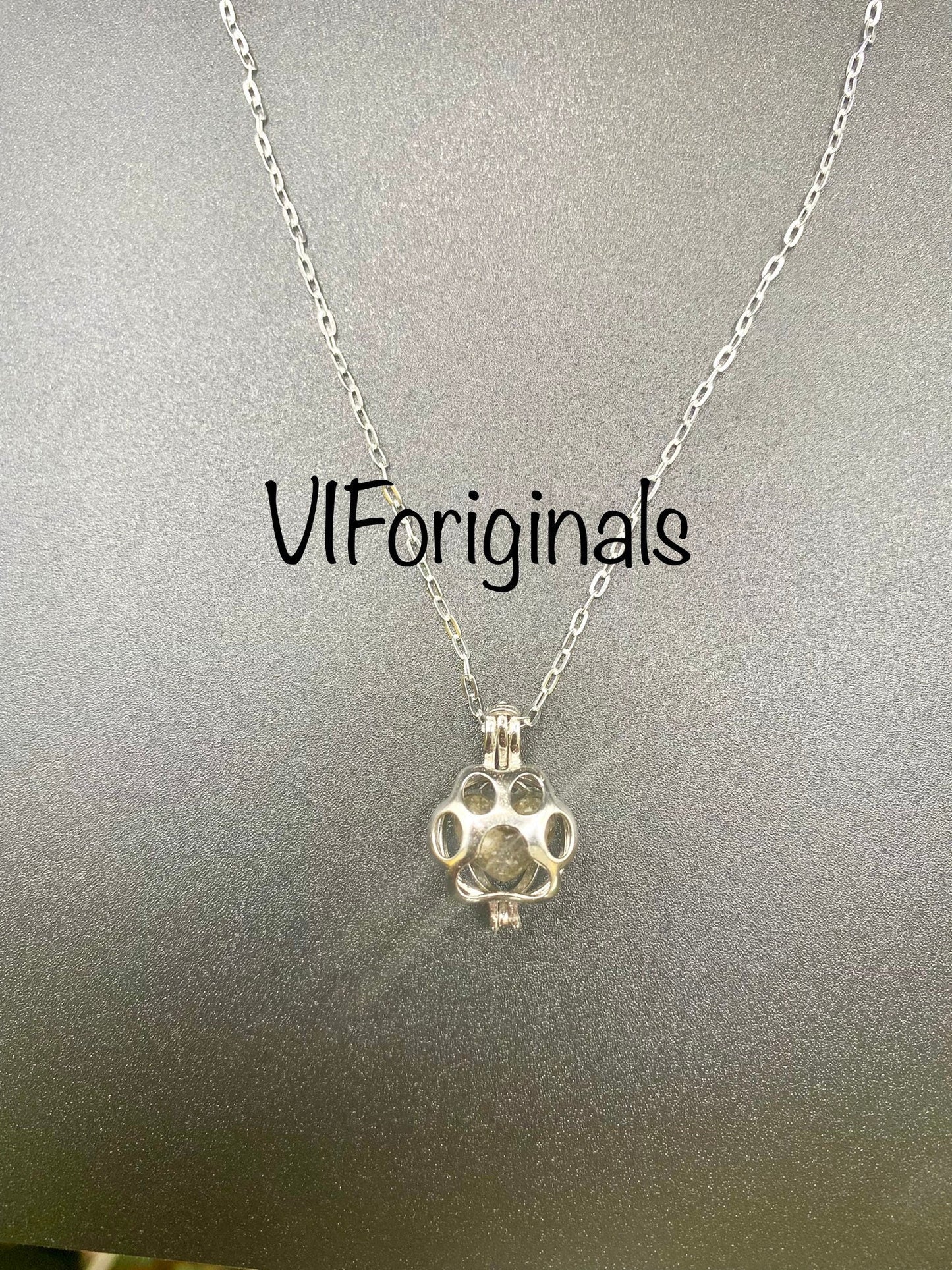 Sterling Silver Pet Paw Cremation Pendant: Ash Memorial Necklace