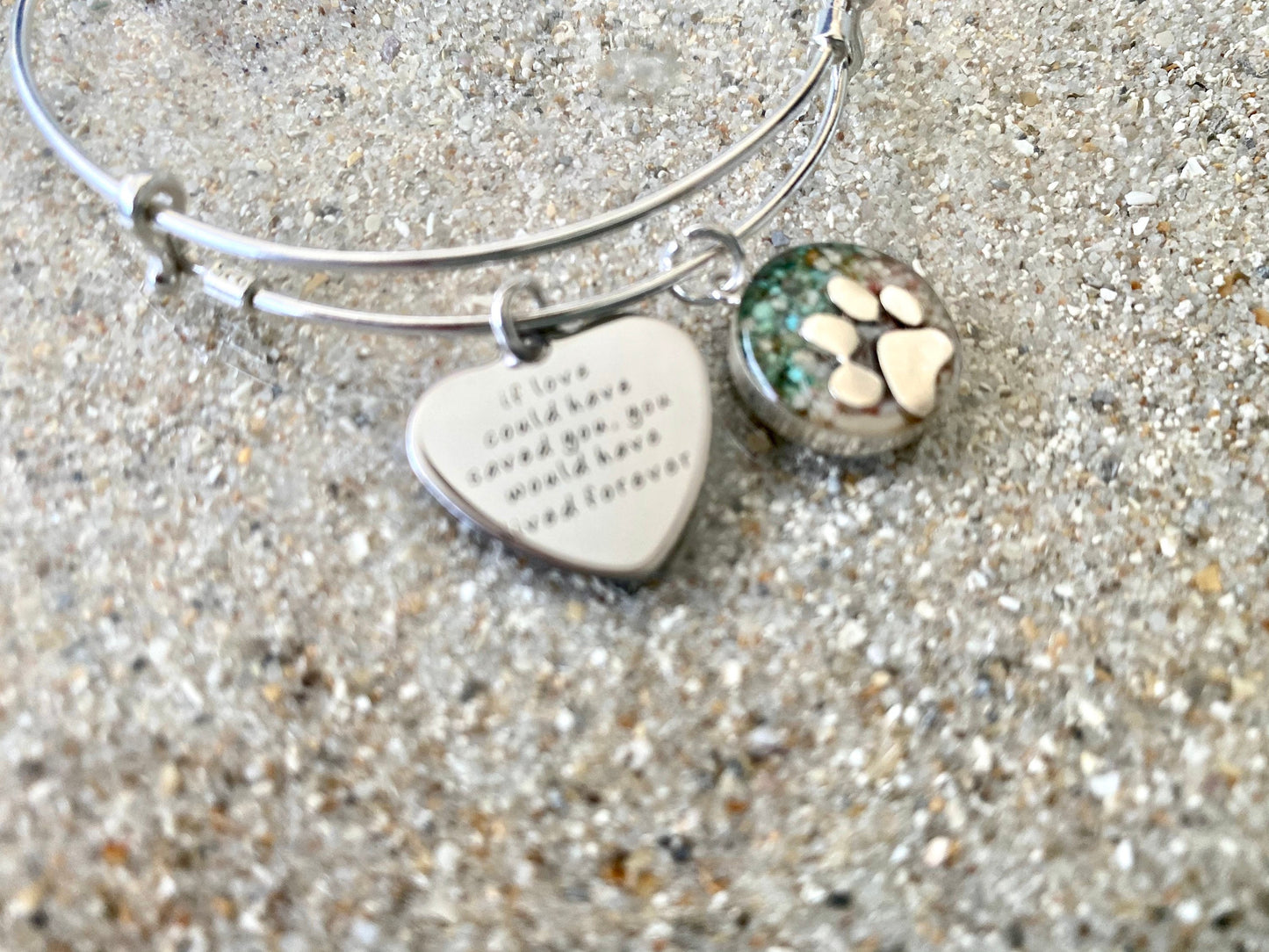 Cremation Sterling Silver Bangle Ocean Pendant Ashes-Cremation  Jewelry -UM Necklace Ash Necklace Pet Memorial Cremation ash Jewelry