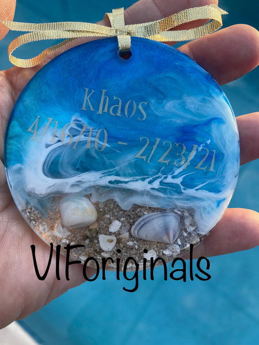 Cremation Beach Sand Ornament: Pet Memorial Resin Art