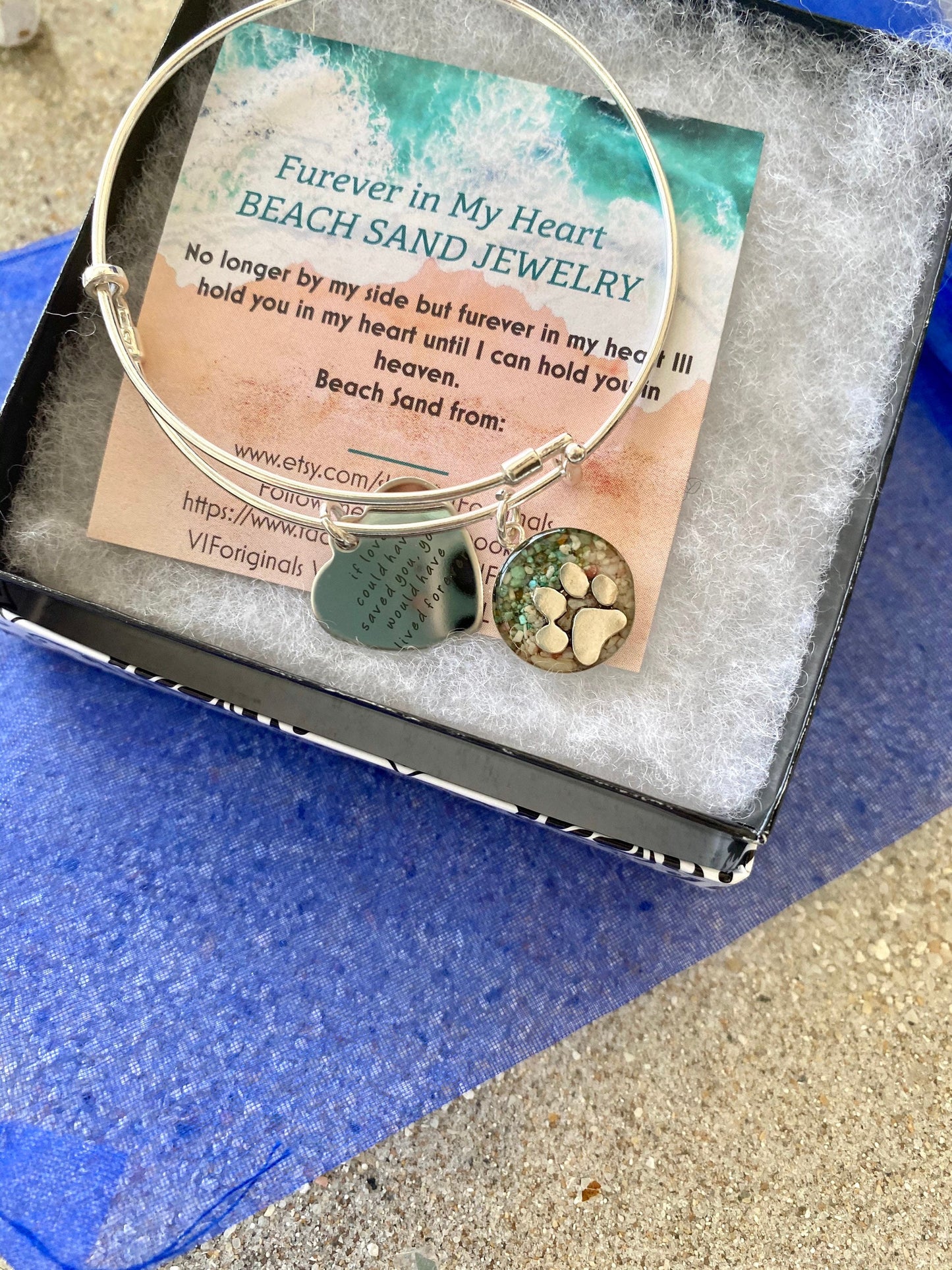 Cremation Sterling Silver Bangle Ocean Pendant Ashes-Cremation  Jewelry -UM Necklace Ash Necklace Pet Memorial Cremation ash Jewelry