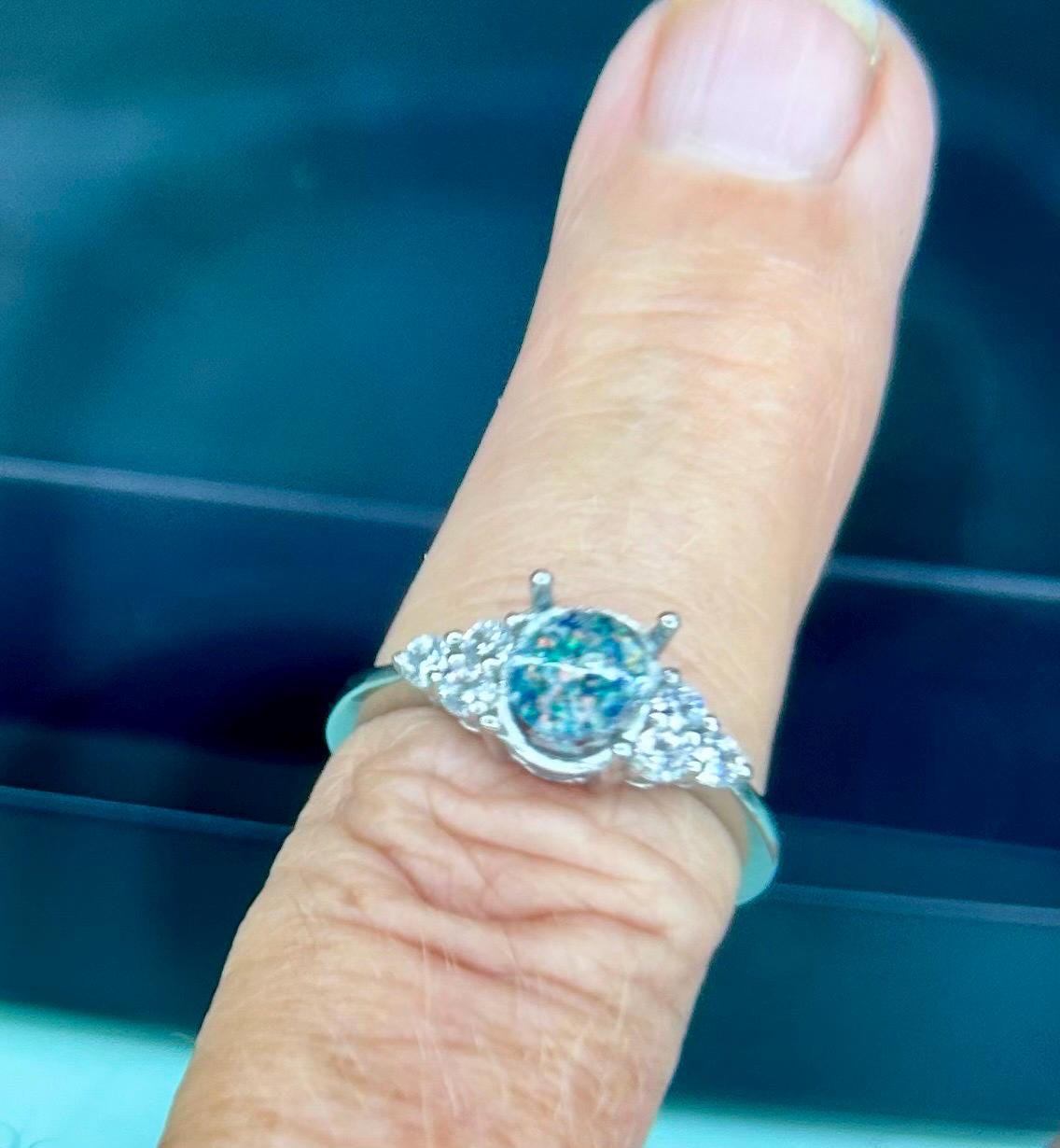 Human, Pet Ash Opal Ring: Stainless Steel Cremation Jewelry with Opal