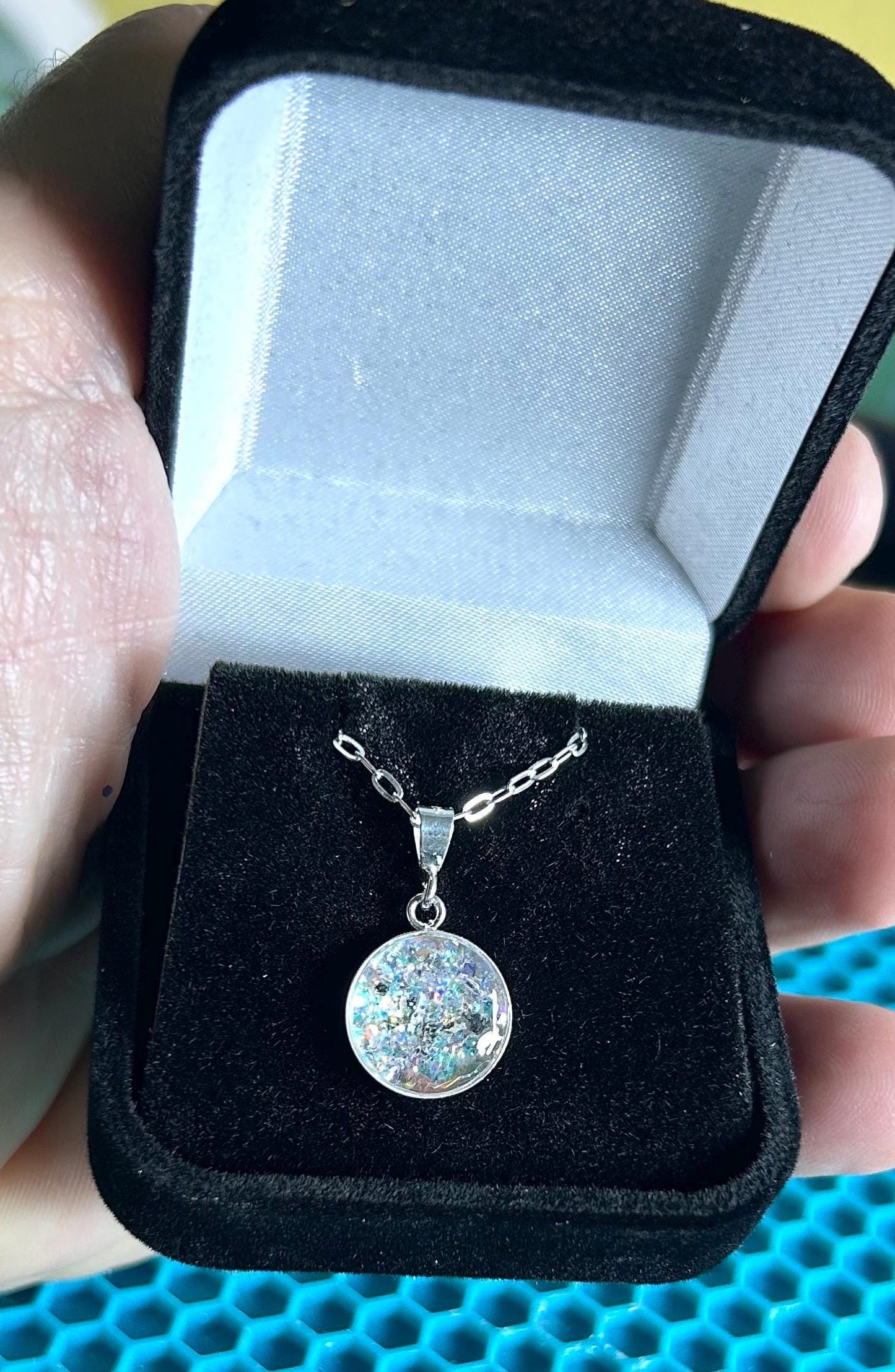 Cremation Ash Jewelry Opal Human, Pet Memorial Necklace: Stainless Steel Cremation Jewelry, Memorial Keepsake, Pendant for Ashes or Fur