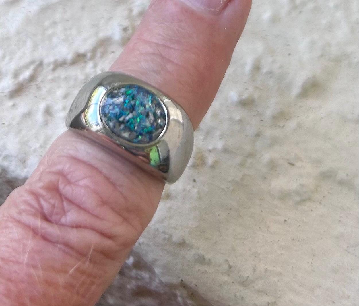 Pet ash Ring, human ash Ring, jewelry Opal Ring Mens-Memorial Keepsake Ring Unisex Ring ,Men’s Memorial pet jewelry, Ring for ashes, fur