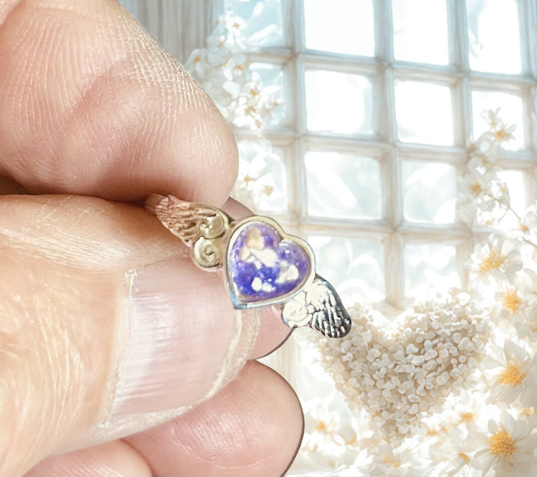 Angel Wing Cremation Ring for Ashes | Sterling Silver Open Heart Memorial Ring, Guardian Angel Urn Jewelry, Bereavement Gift”