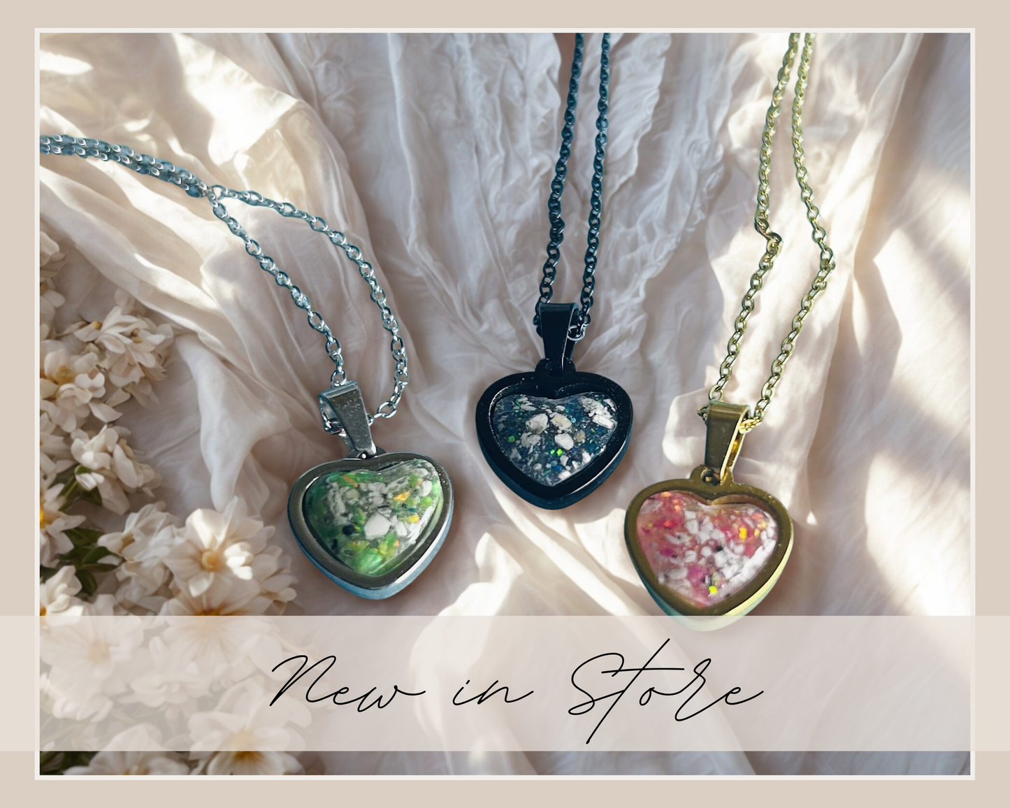 Personalized Creamation Ash Heart Necklace, Memorial Jewelry, Ash Keepsake, Heart Neckace for Ashes, Cremation Jewelry with Opals