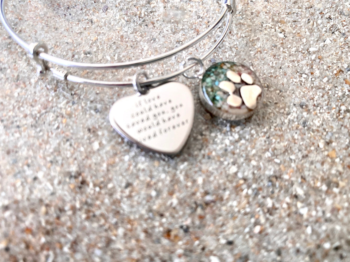 Cremation Sterling Silver Bangle Ocean Pendant Ashes-Cremation  Jewelry -UM Necklace Ash Necklace Pet Memorial Cremation ash Jewelry