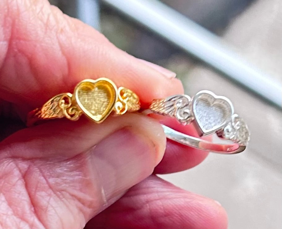 Angel Wing Cremation Ring for Ashes | Sterling Silver Open Heart Memorial Ring, Guardian Angel Urn Jewelry, Bereavement Gift”