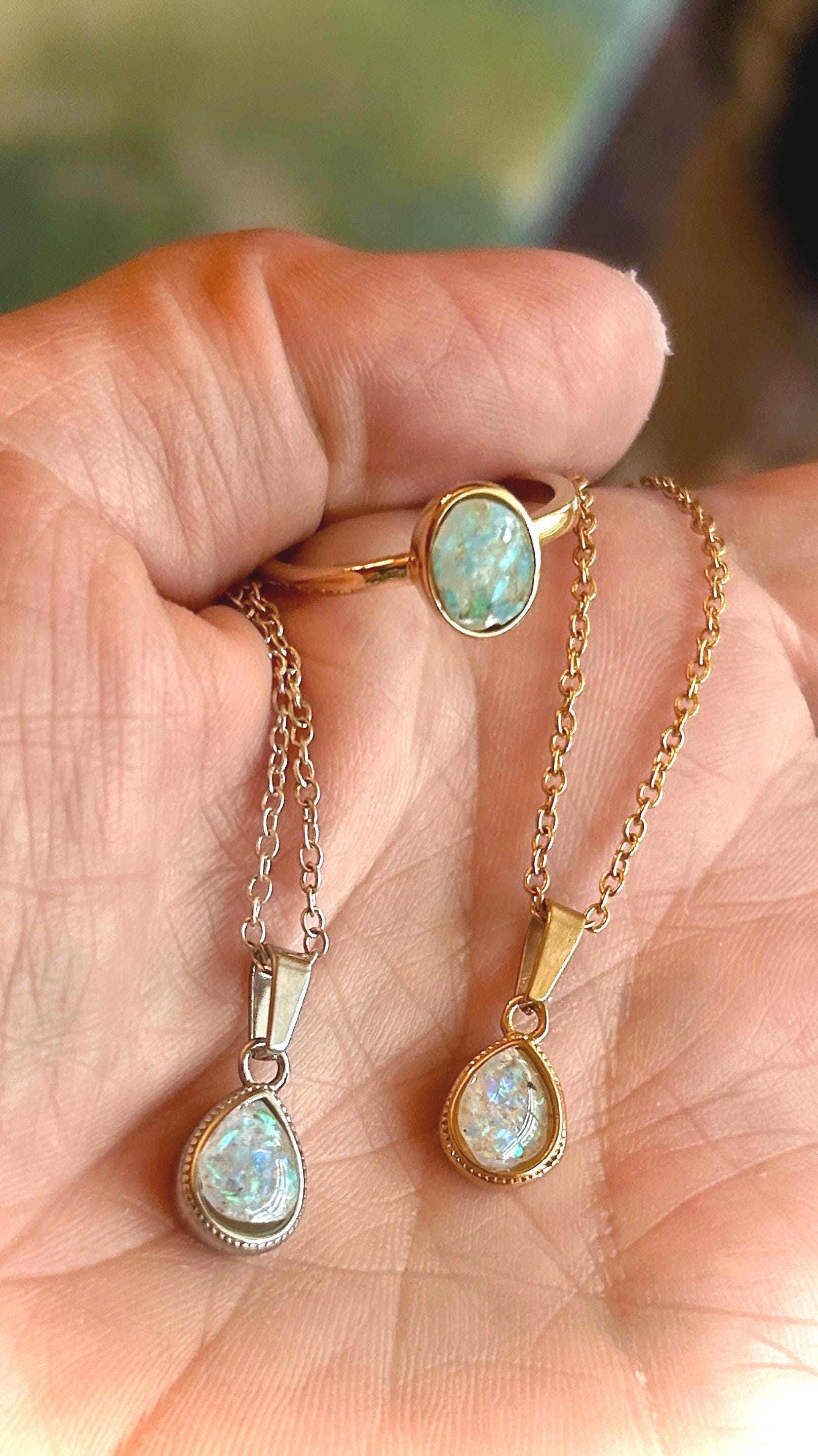 Cremation Ash Jewelry Opal Pet Memorial Necklace: Stainless Steel Cremation Jewelry, Memorial Keepsake, Pendant for Ashes or Fur