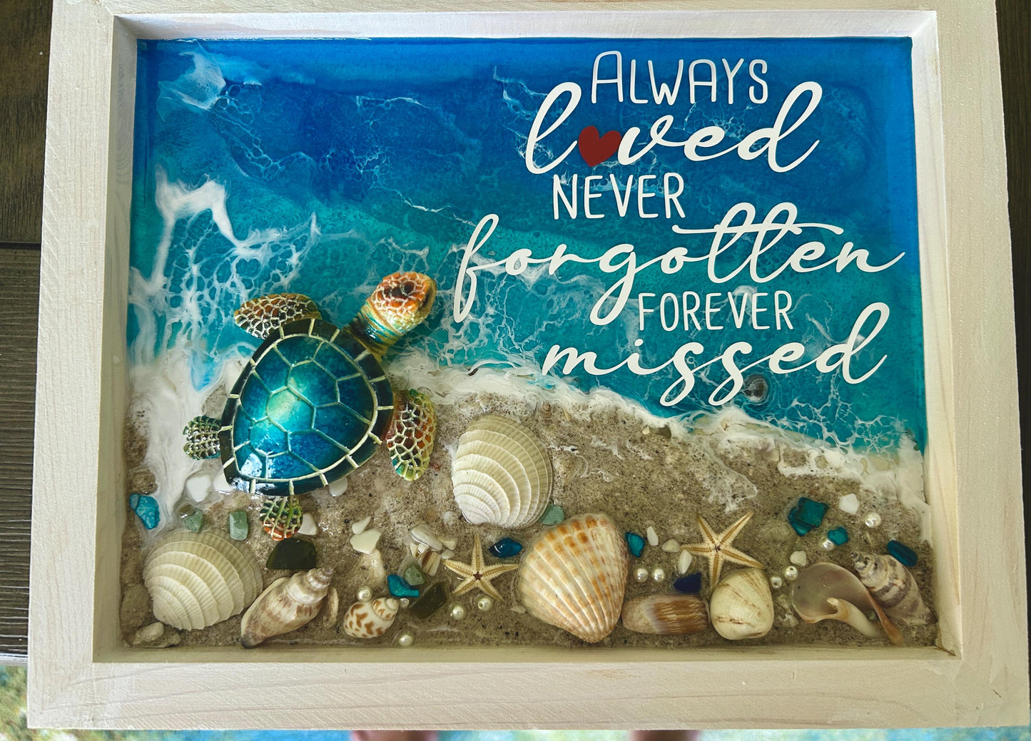 Cremation Ash Beach Wall Art: Sea Glass & Shell Keepsake Memorial