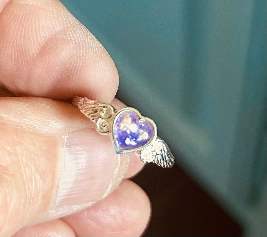 Angel Wing Cremation Ring for Ashes | Sterling Silver Open Heart Memorial Ring, Guardian Angel Urn Jewelry, Bereavement Gift”