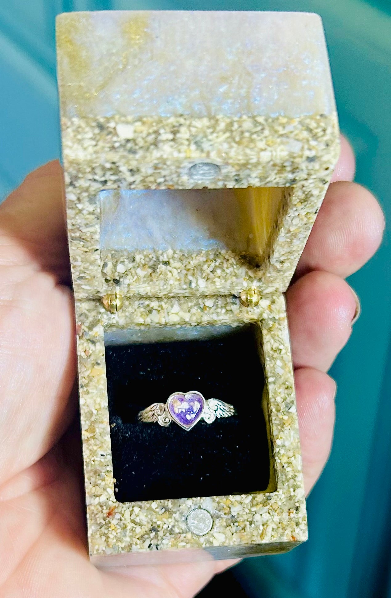 Angel Wing Cremation Ring for Ashes | Sterling Silver Open Heart Memorial Ring, Guardian Angel Urn Jewelry, Bereavement Gift”