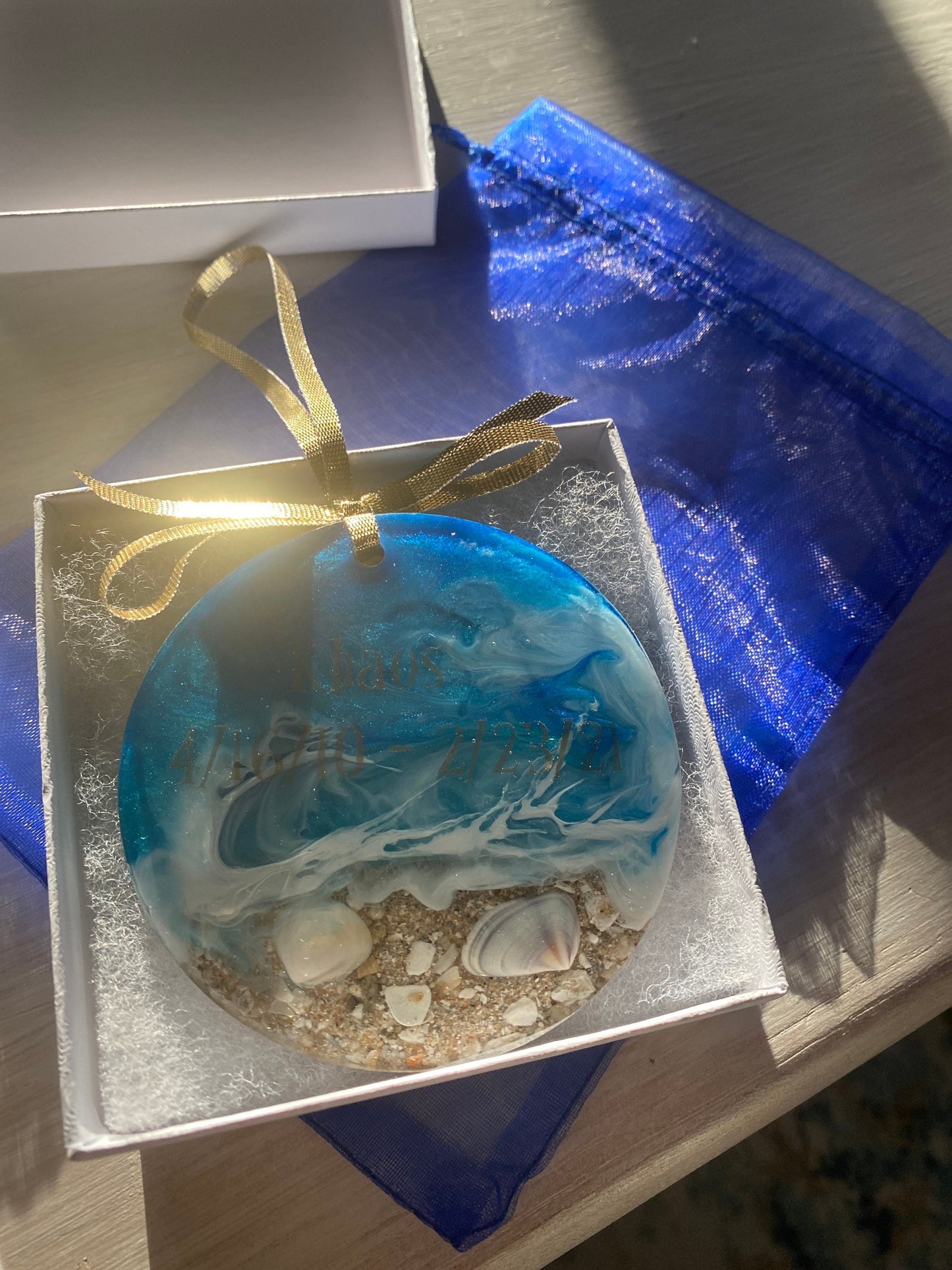 Cremation Beach Sand Ornament: Pet Memorial Resin Art