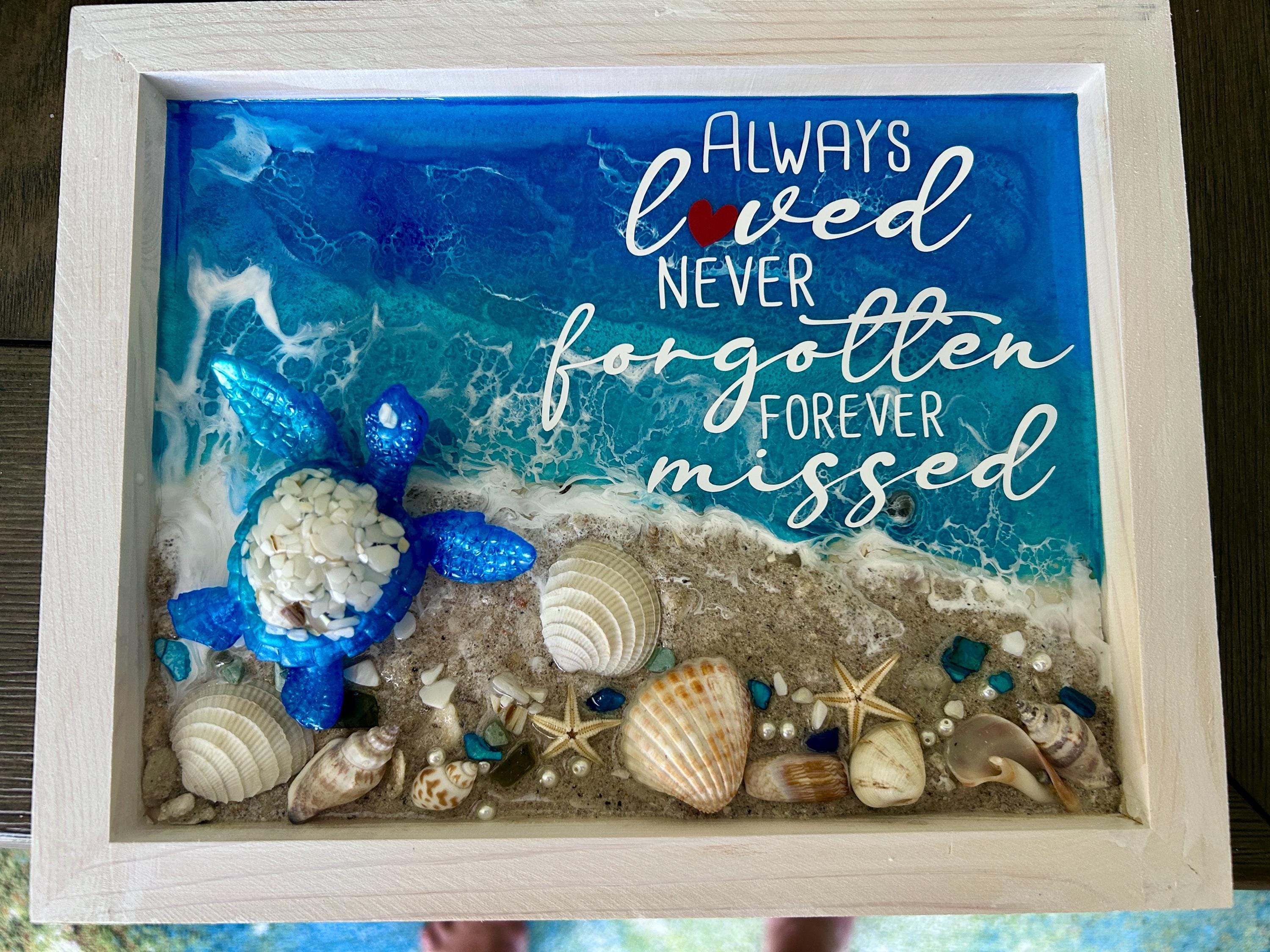 Cremation Ash Beach Wall Art: Sea Glass & Shell Keepsake Memorial