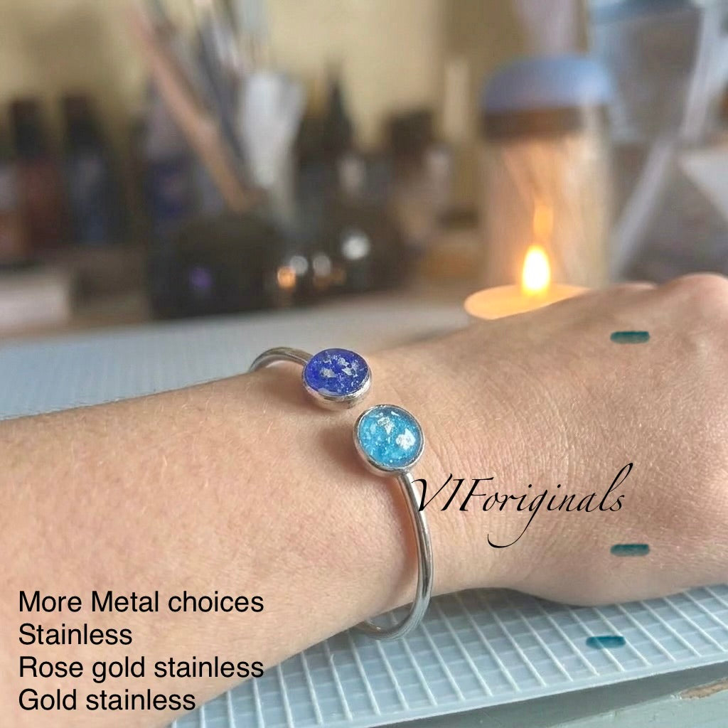Cremation Ash Bangle-Human, Pet Memorial-Memorial Jewelry-Keepsake bangle -Pet ashes