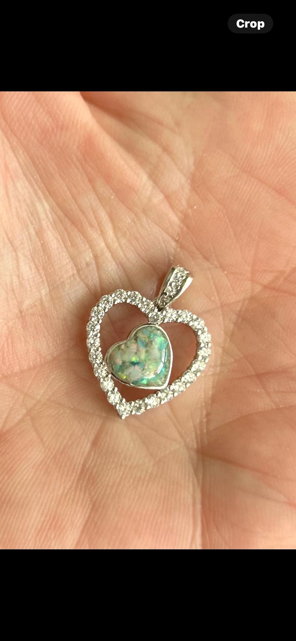 Cremation Ash Necklace, Pet Memorial Jewelry, Ashes keepsake, Heart Necklace for ashes, Sterling Silver, Gold Cremation Jewelry with Opal