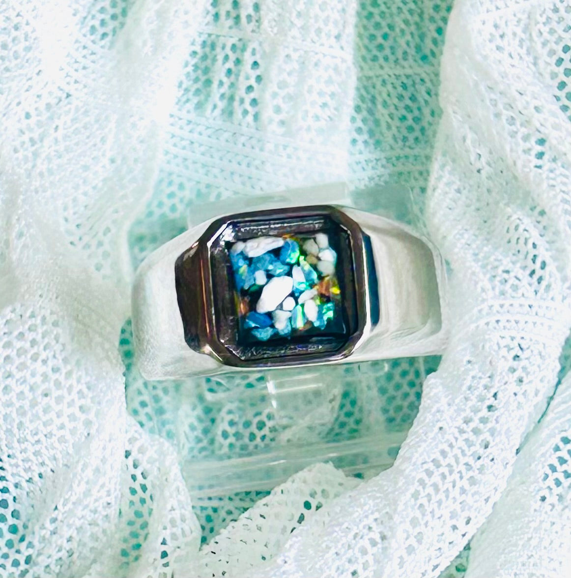 Pet ash Ring, human ash Ring, jewelry Opal Ring Mens-Memorial Keepsake Ring Unisex Ring ,Cremation Ring Jewelry for men, Ring for ashes, fur