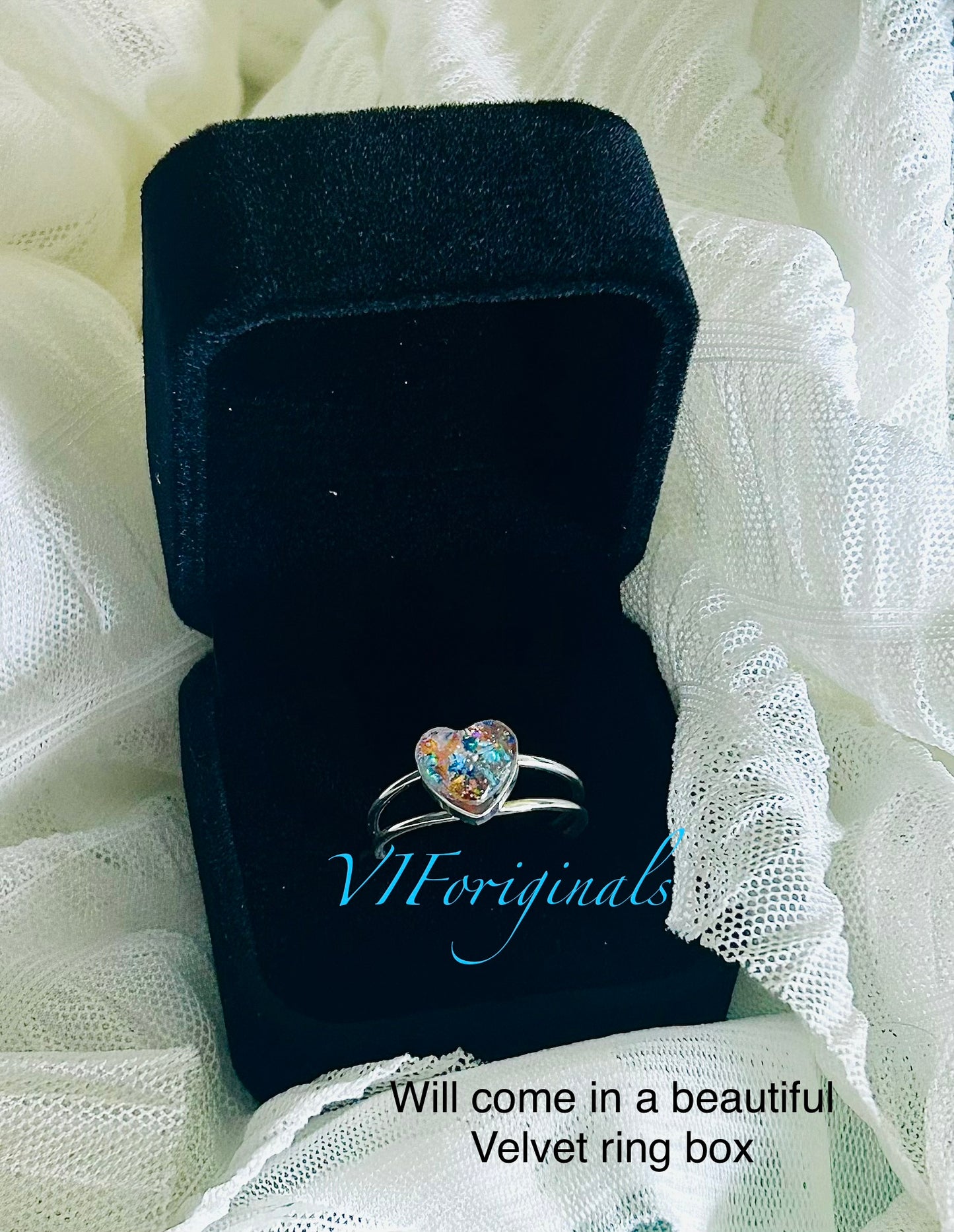 Cremation Ash jewelry, Cremation Ash Heart Ring: Pet Memorial Jewelry, Memorial Keepsake Ring, Meaningful gifts