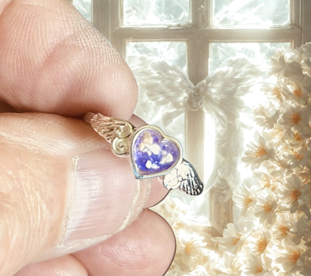 Angel Wing Cremation Ring for Ashes | Sterling Silver Open Heart Memorial Ring, Guardian Angel Urn Jewelry, Bereavement Gift”
