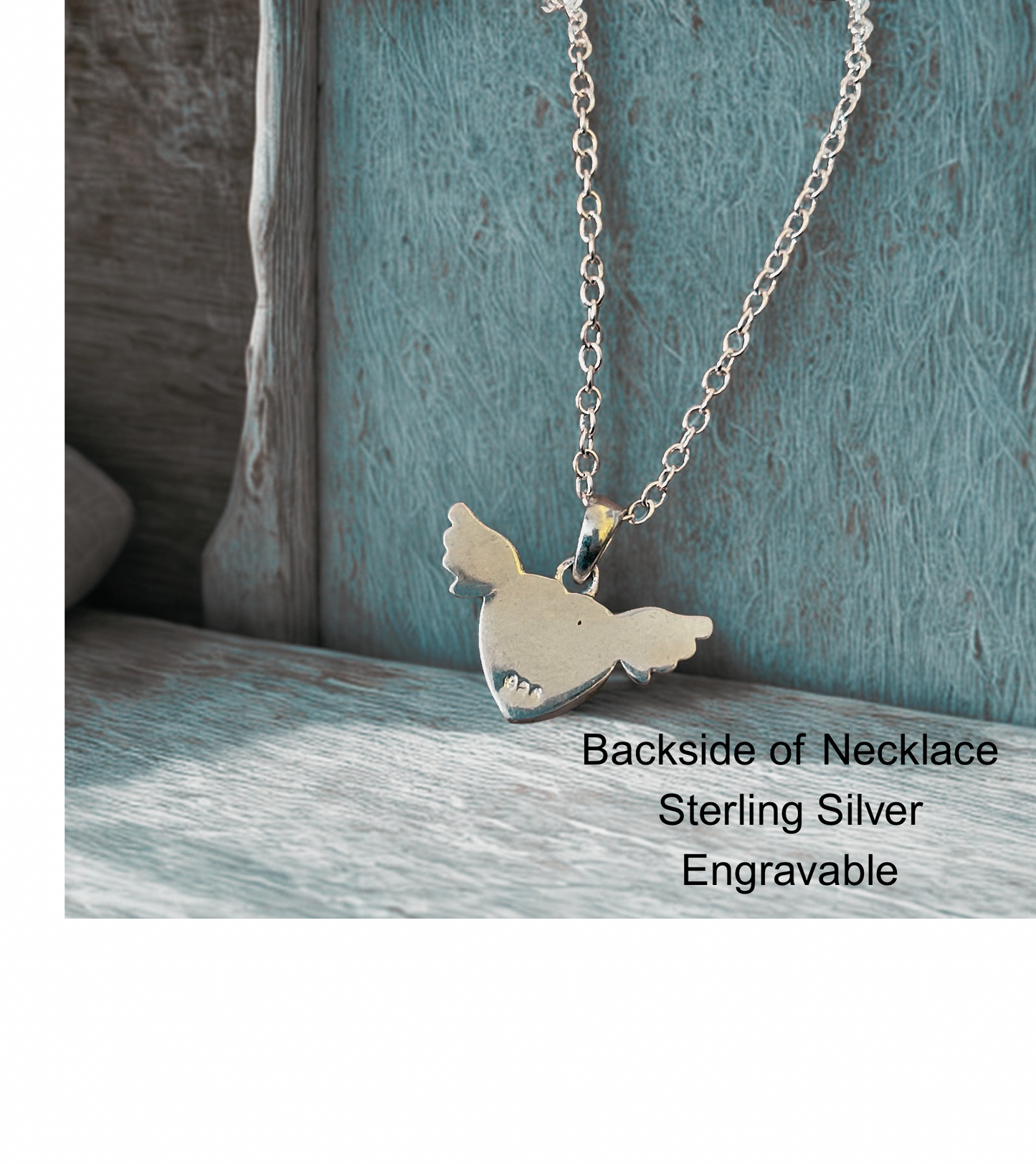 Angel Wing Ash Necklace, Human, Pet Memorial Jewelry, Ashes keepsake, Heart Necklace for ashes, Sterling Silver, Gold Cremation Jewelry with Opal