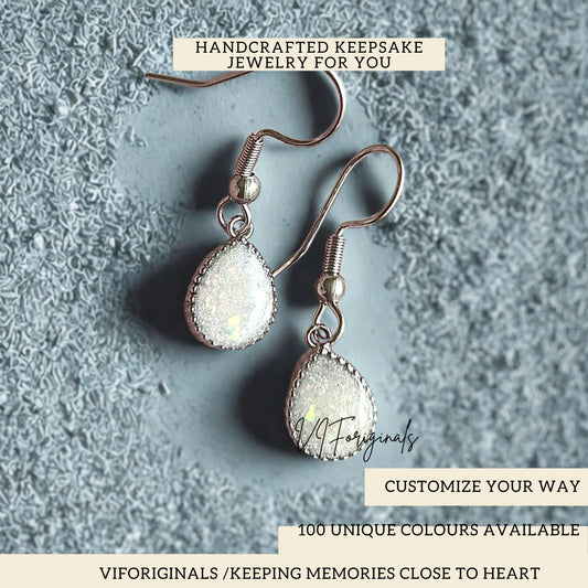 Cremation Ash Jewelry Opal Pet Memorial Earrings:Stainless Cremation Jewelry, Memorial Keepsake,Earrings for Ashes or Fur