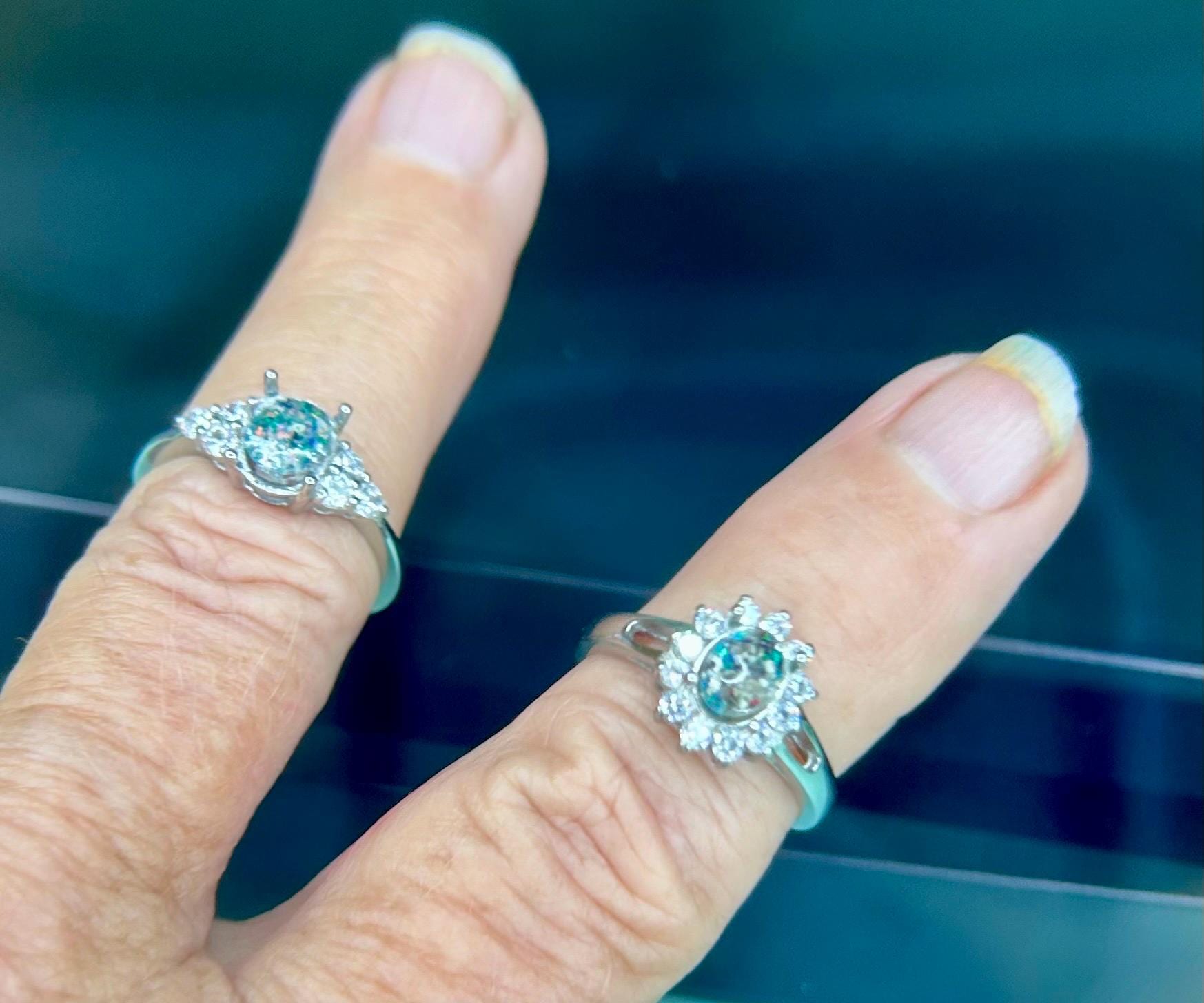 Pet Ash Opal Ring: Stainless Steel Cremation Jewelry with Opal