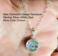 Cremation Ash Jewelry Opal Pet Memorial Necklace: Stainless Steel Cremation Jewelry, Memorial Keepsake, Pendant for Ashes or Fur