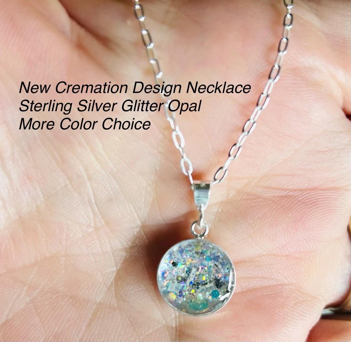 Cremation Ash Jewelry Opal Human, Pet Memorial Necklace: Stainless Steel Cremation Jewelry, Memorial Keepsake, Pendant for Ashes or Fur