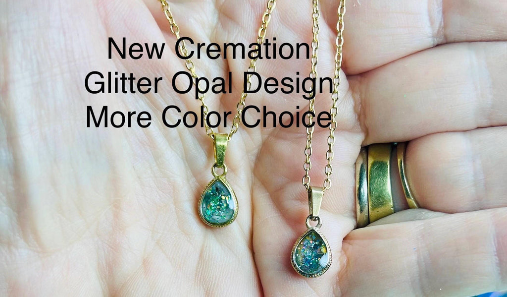 Cremation Ash Jewelry Opal Pet Memorial Necklace: Stainless Steel Cremation Jewelry, Memorial Keepsake, Pendant for Ashes or Fur