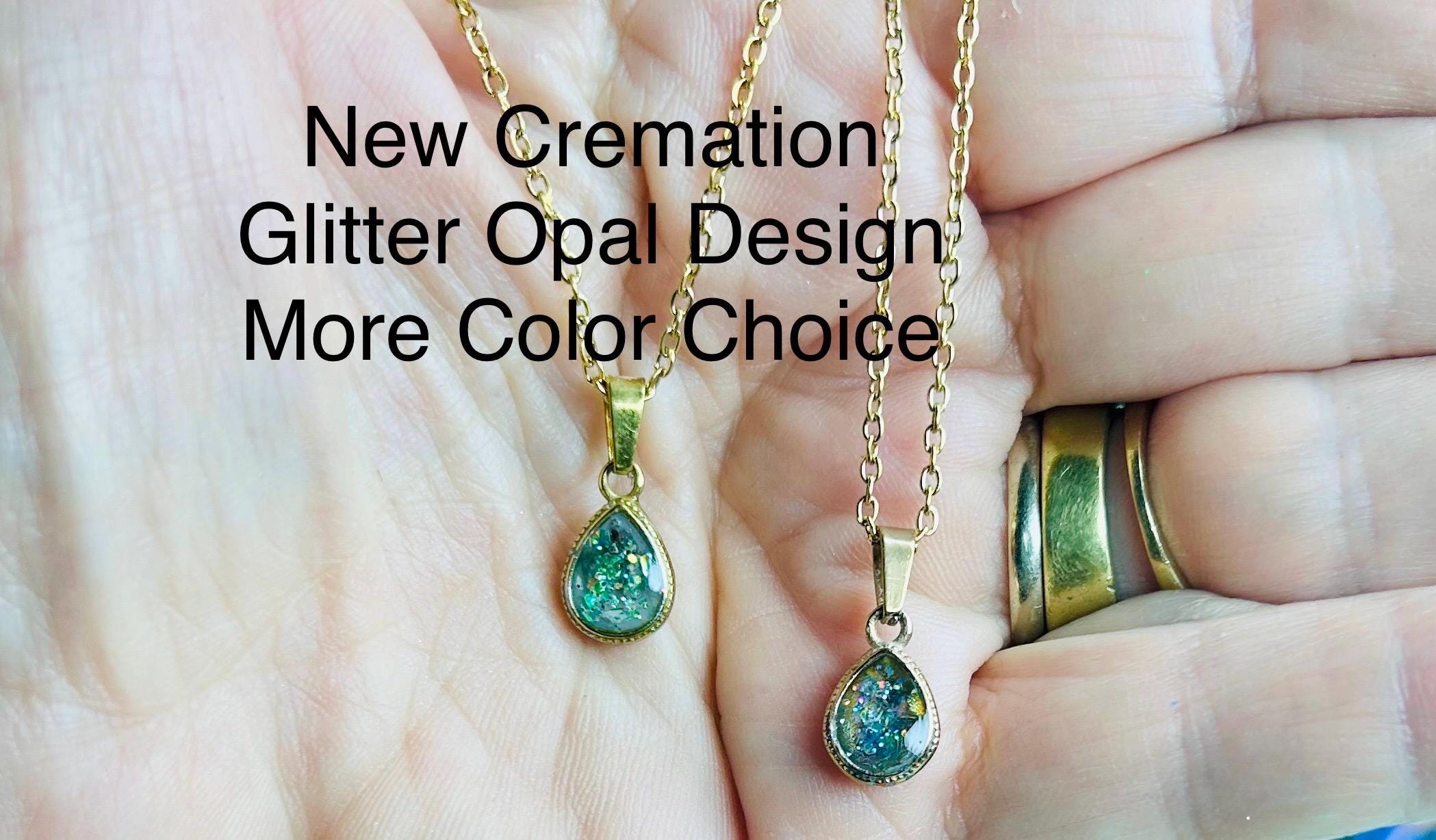 Cremation Ash Jewelry Opal Pet Memorial Necklace: Stainless Steel Cremation Jewelry, Memorial Keepsake, Pendant for Ashes or Fur