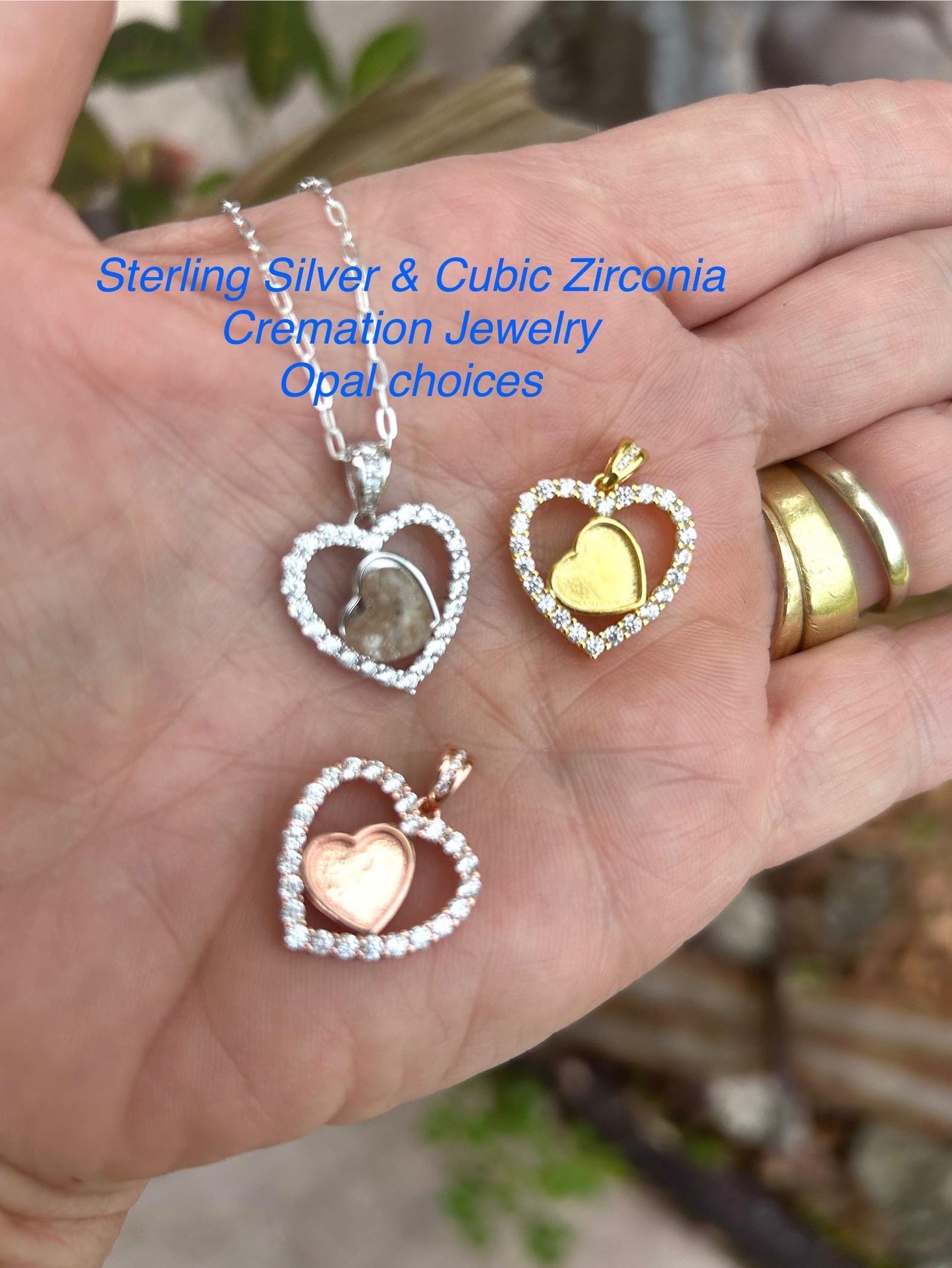 Cremation Ash Necklace, Pet Memorial Jewelry, Ashes keepsake, Heart Necklace for ashes, Sterling Silver, Gold Cremation Jewelry with Opal