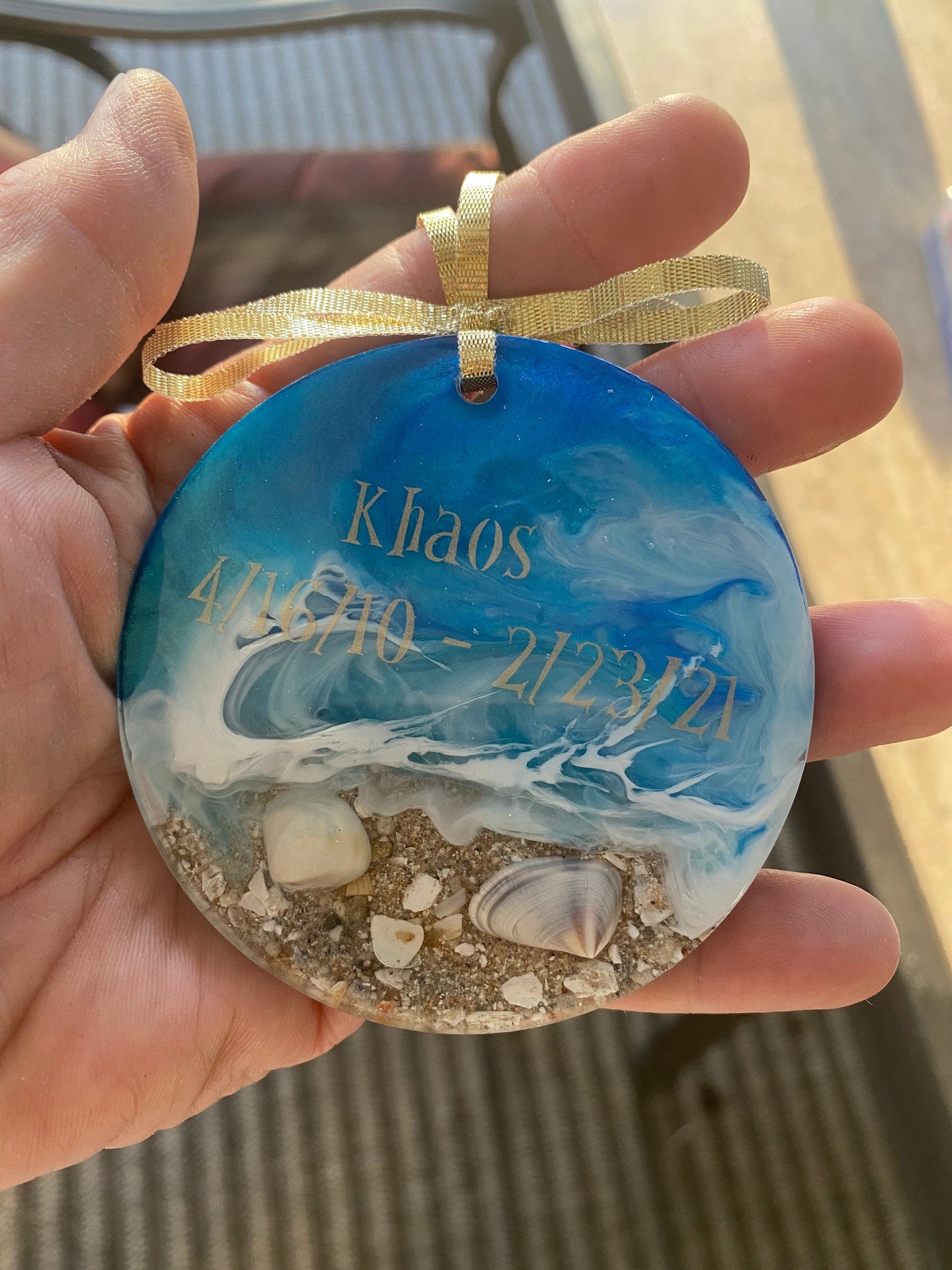 Cremation Beach Sand Ornament: Pet Memorial Resin Art