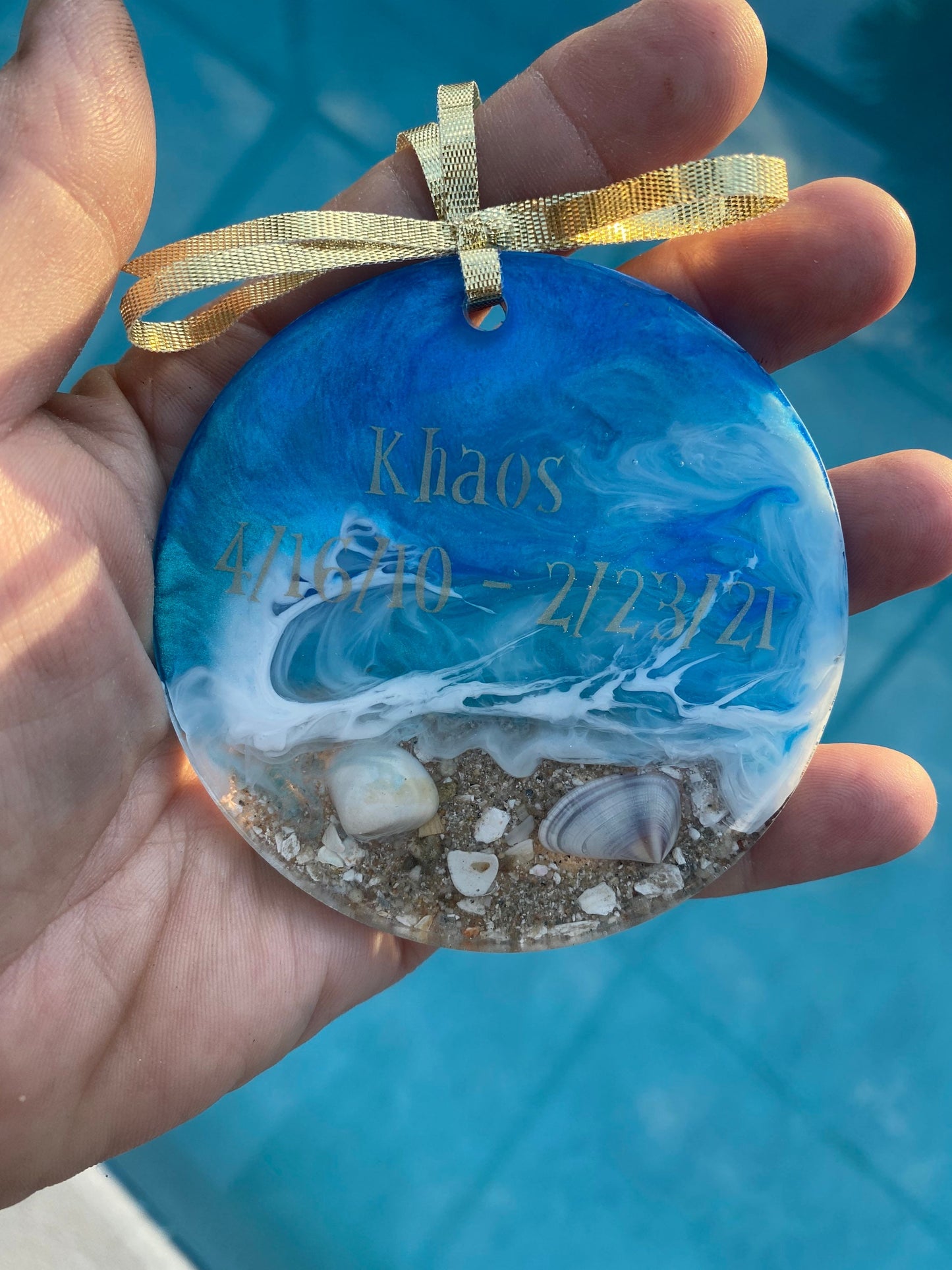 Cremation Beach Sand Ornament: Pet Memorial Resin Art