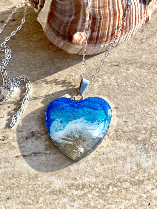 Cremation Ashes Heart Memorial Necklace: Pet Memorial Jewelry, Beach Sand Ashes fur Keepsake, Meaningful Gifts custom memorial
