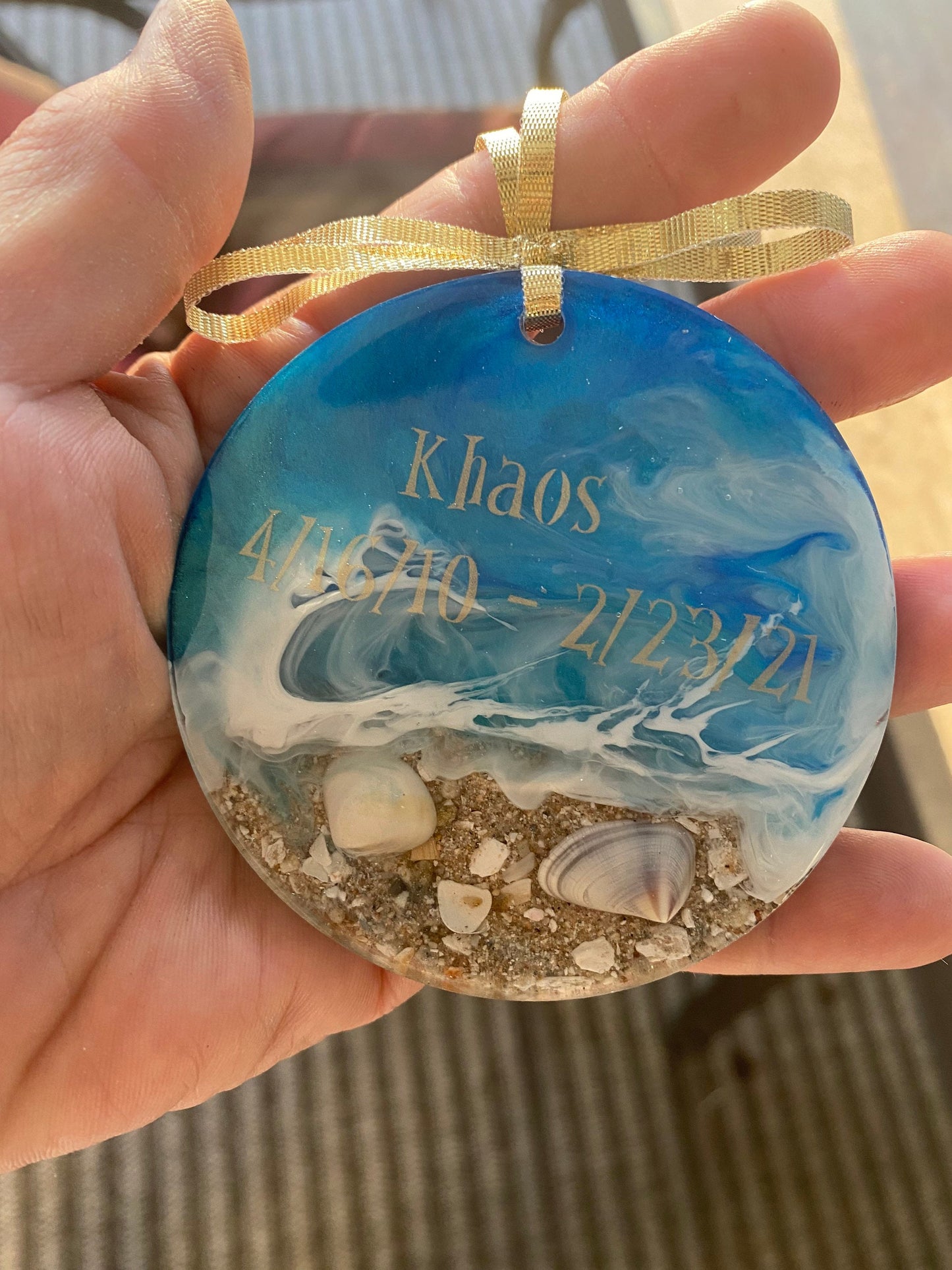 Cremation Beach Sand Ornament: Pet Memorial Resin Art