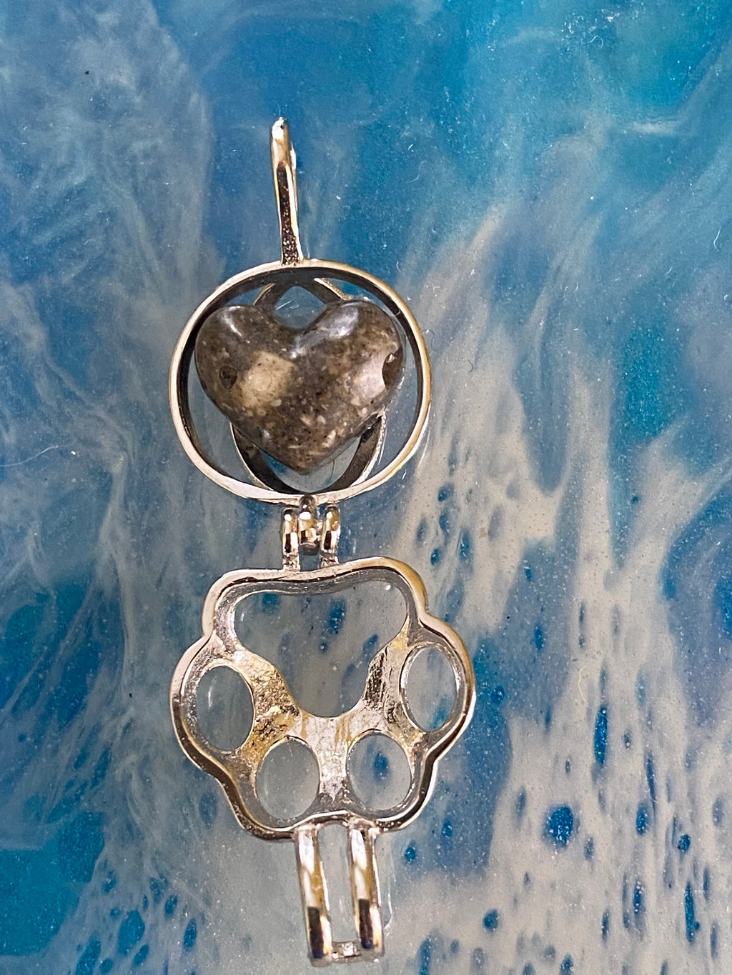 Sterling Silver Pet Paw Cremation Pendant: Ash Memorial Necklace