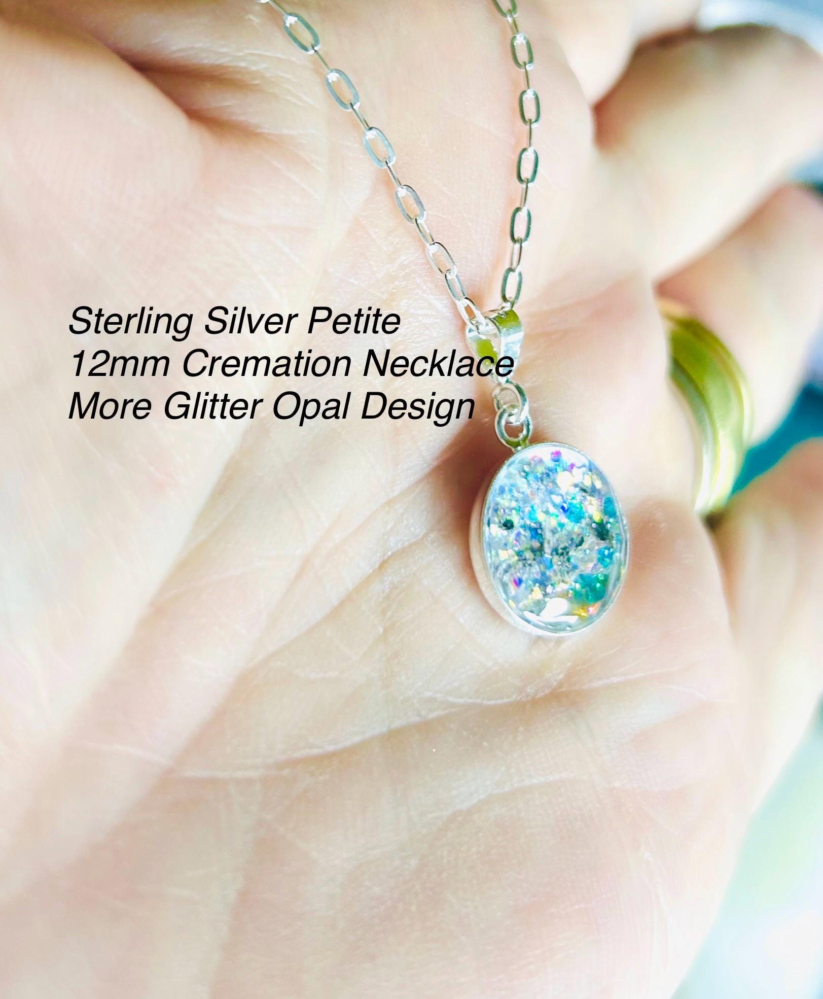 Cremation Ash Jewelry Opal Pet Memorial Necklace: Stainless Steel Cremation Jewelry, Memorial Keepsake, Pendant for Ashes or Fur